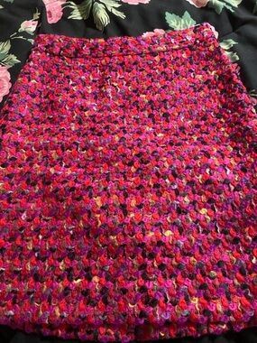 Handmade Multicolor Crochet Skirt - Pink
